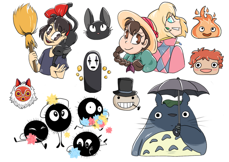 Cartela de adesivos ghibli